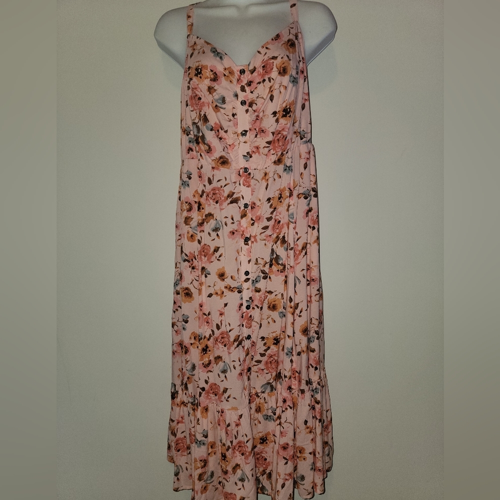 Torrid Floral Button Front Challis Midi dress